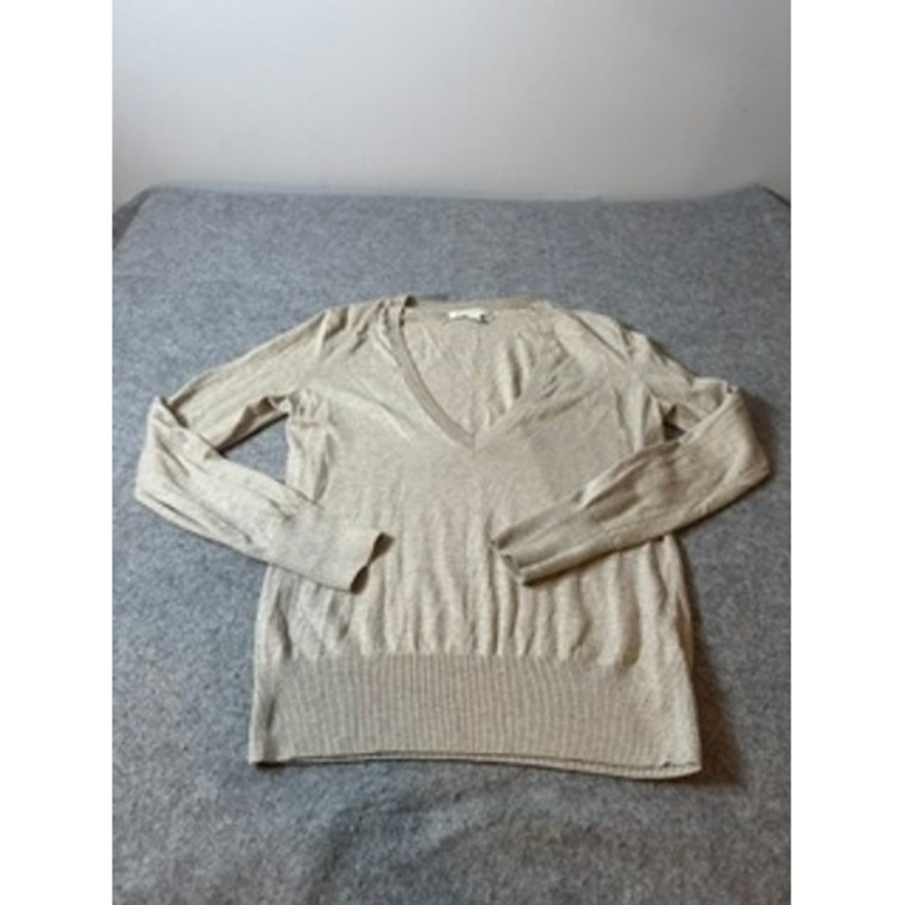Banana Republic Womens Beige Cotton V-Neck Pullover Sweater Size S RN 54023